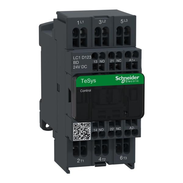 CONTACTOR 12A 1 NA/1 NC 24V CC-AR ANTIPARÁSITO RESORTE