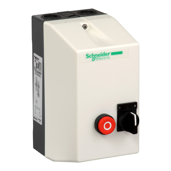 Arrancador inversor encerrado, Tesys LE, 9 A, 400 V CA con bobina, incluidos 2 LC1D, pulsador e interruptor giratorio