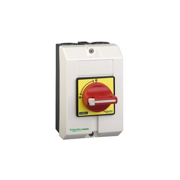 Envolvente vacío,Control de Tesys,tirador rojo bloqueable y placa frontal amarilla,IP65,para V3/V4