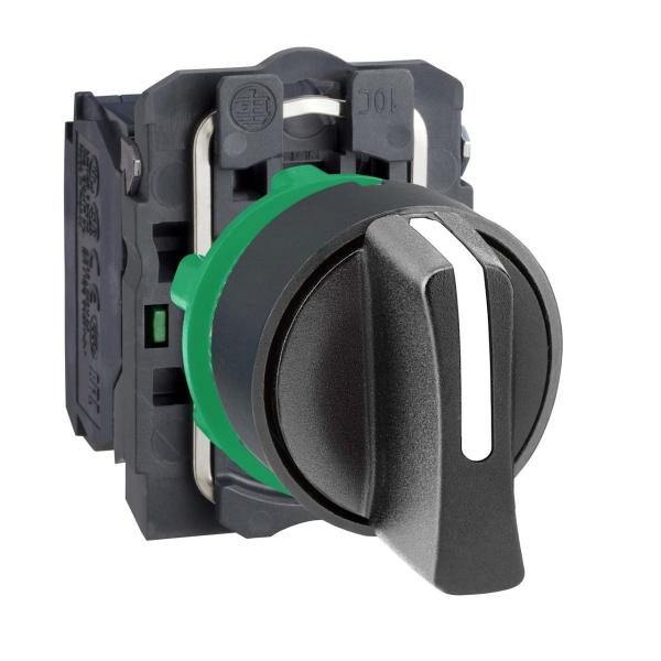 SELECTOR DIÁMETRO 22 MANETA CORTA NEGRO 2 NA 3 FIJACIONES EMBELLECEDOR PLÁSTICO