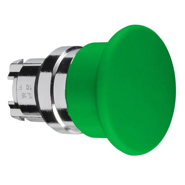 CABEZA PULSADOR SETA DIÁMETRO 22 40mm VERDE EMBELLECEDOR METÁLICO