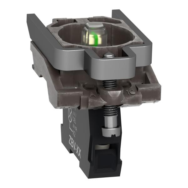 Conjunto cuerpo/bloque luminoso completo, Harmony XB4, metálico, blanco, LED universal, cuerpo/anillo de fijación, 230...240V AC