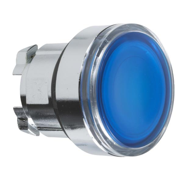 CABEZA PULSADOR LUMINOSO DIMETRO 22 RASANTE AZUL EMBELLECEDOR METLICO