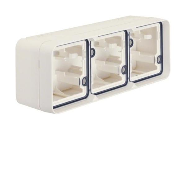CAJA DE SUPERFICIE ESTANCA CON 3 ELEMENTOS HORIZONTAL BLANCO