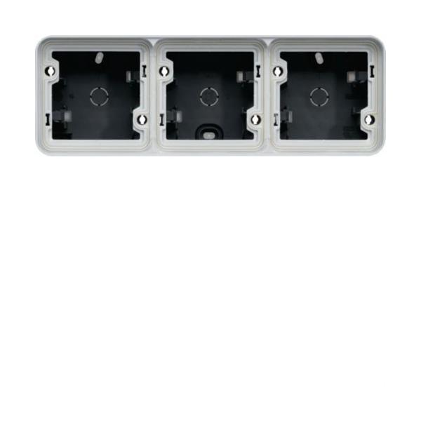 CAJA DE SUPERFICIE ESTANCA CON 3 ELEMENTOS HORIZONTAL GRIS