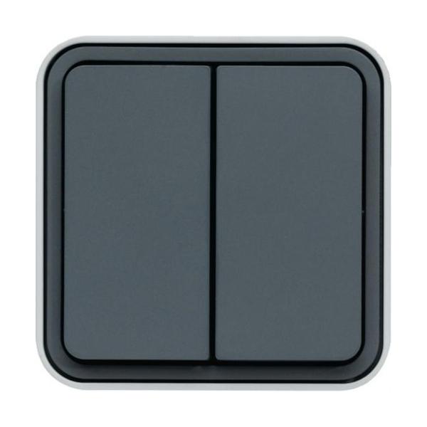 DOBLE CONMUTADOR ESTANCA GRIS