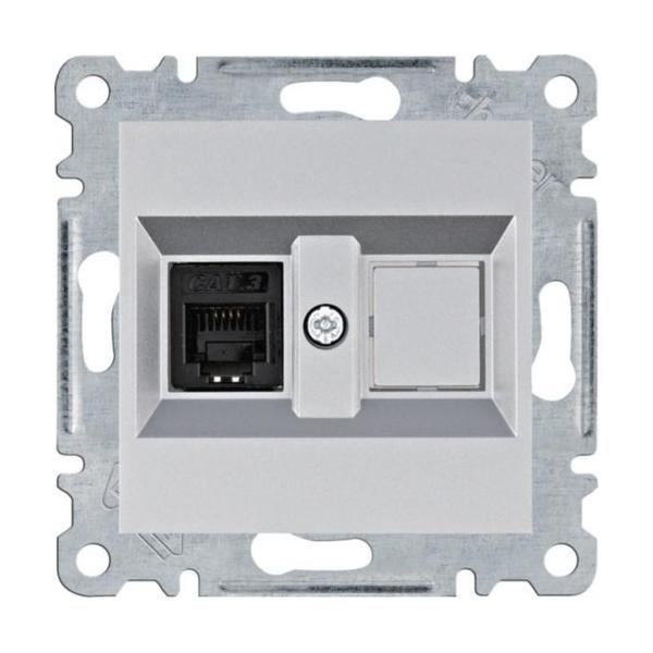 TOMA SIMPLE RJ11/RJ12 LUMINA PLATA