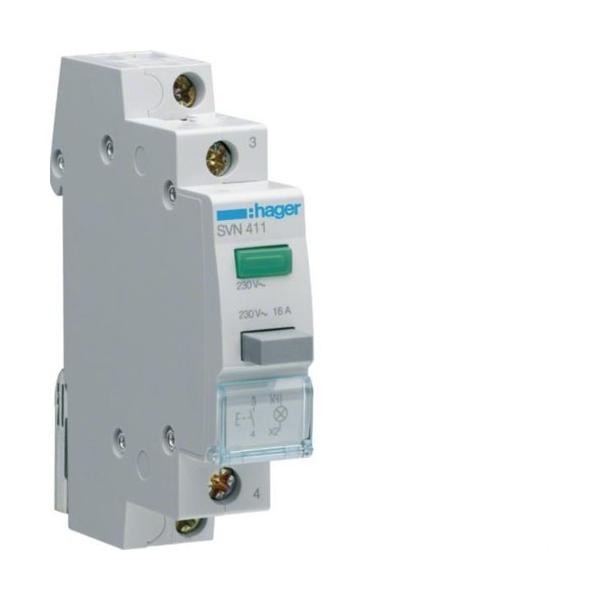 PULSADOR CON PILOTO LUMINOSO 16A 250V 1 NA VERDE