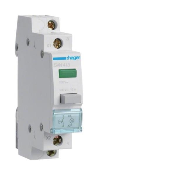 PULSADOR CON ENCLAVAMIENTO+LUMINOSO 16A 250V 1 NA VERDE