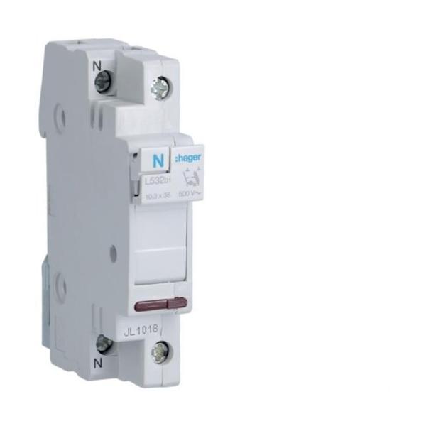 PORTAFUSIBLE SECCIONABLE L38 1P+N 20A 500V CON INDICADOR DE FUSIÓN