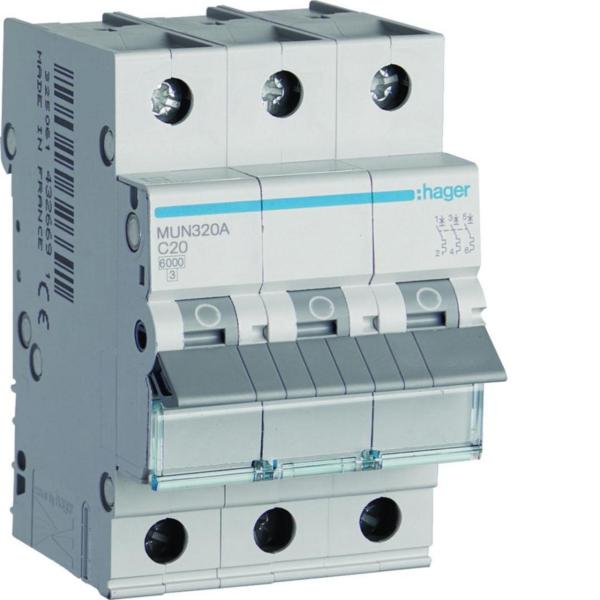 INTERRUPTOR AUTOMÁTICO 3P 20A CURVA-C 6kA