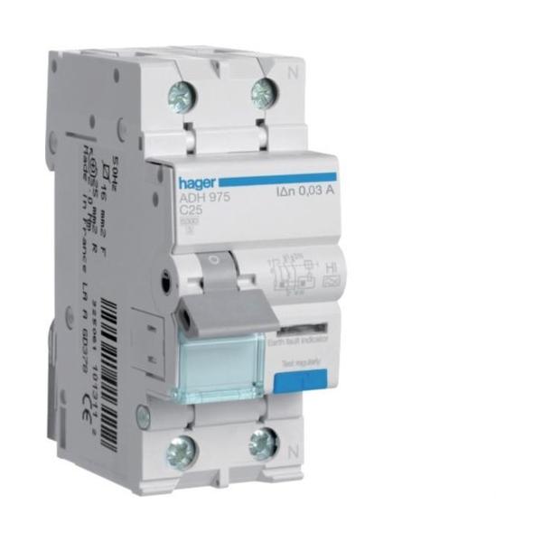 INTERRUPTOR AUTOMÁTICO DIFERENCIAL 1P+N 25A CURVA-C 6kA 30mA