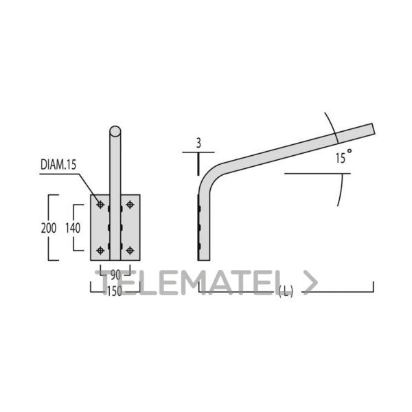 BRAZO MURAL ARCO 48x1000mm GALVANIZADO