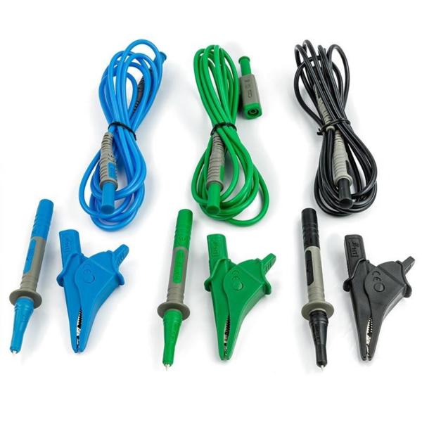 CONJUNTO 3 CABLES, 3 COCODRILOS Y 3 PUNTAS DE PRUEBA