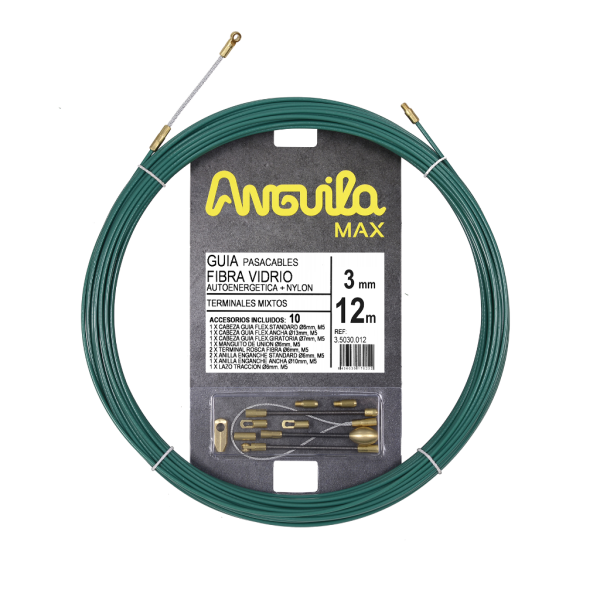 PASACABLES ANGUILA MAX 3mm FIBRA DE VIDRIO / NYLON 12m VERDE