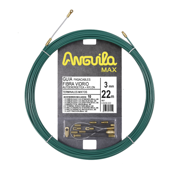 PASACABLES ANGUILA MAX 3mm FIBRA DE VIDRIO / NYLON 22m VERDE