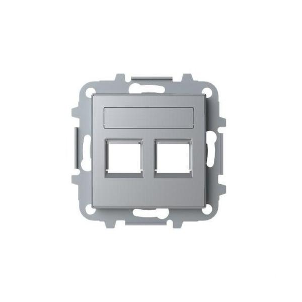 TAPA 2 CONECTORES CON PERSIANA SKY PLATA