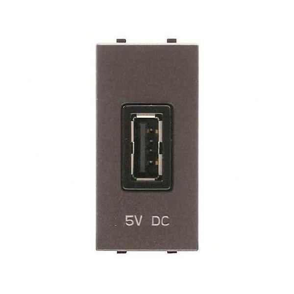 TOMA CARGADOR USB CON 1 MÓDULO 2A/5V ZENIT ANTRACITA