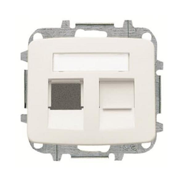 TAPA CON VENTANA 2 CONECTORES TELEFONÍA / INFORMÁTICA ARCO BLANCO ALPINO