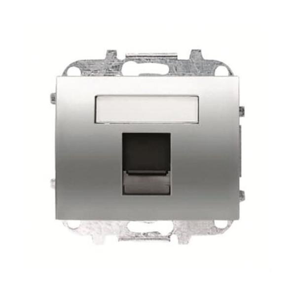 TAPA CON VENTANA PARA 1 CONECTOR TELEFONÍA / INFORMÁTICA OLAS TITANIO