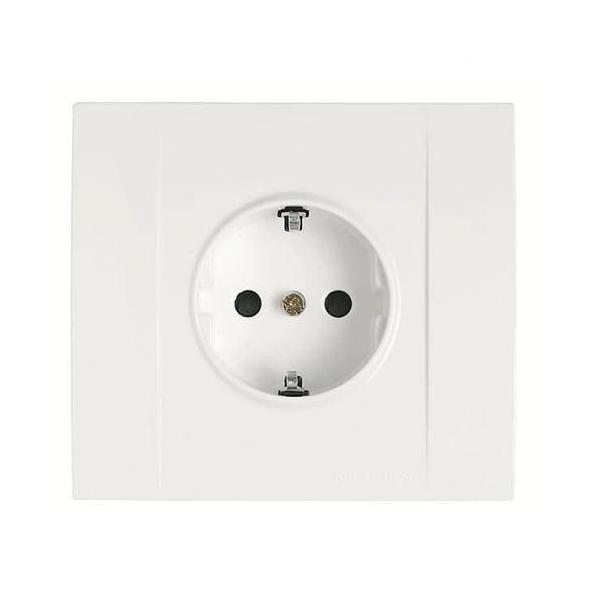 BASE DE ENCHUFE 2p+TT LATERAL CON PLACA Y PI RESTYLO BLANCO ALPINO