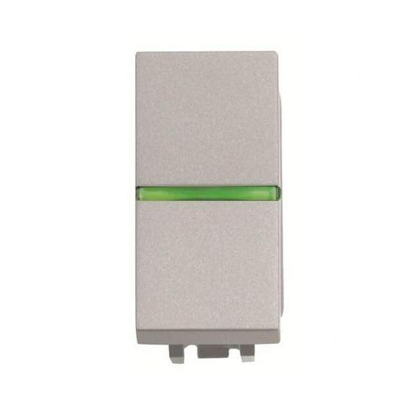 PULSADOR CON PILOTO CONTROL 1 MÓDULO ZENIT PLATA