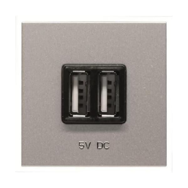 TOMA CARGADOR USB 2m 2x750mA/5V ZENIT PLATA