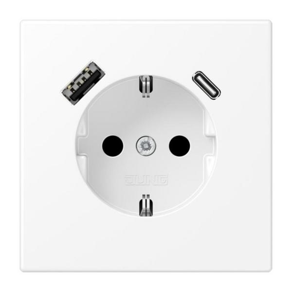 ENCHUFE SCHUKO® CON USB TIPO AC SERIE LS BLANCO MATE