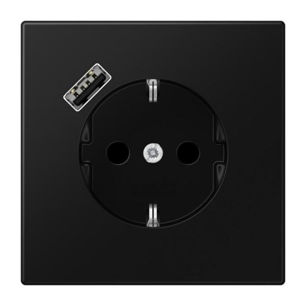 ENCHUFE SCHUKO® CON USB TIPO A SERIE LS NEGRO MATE