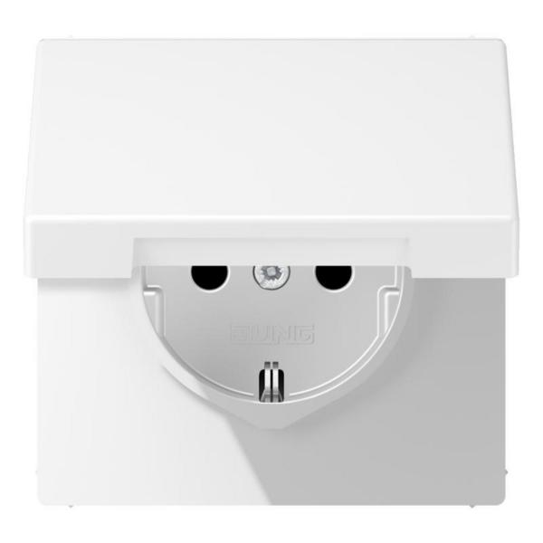 BASE ENCHUFE SCHUKO® CON TAPA ABATIBLE BLANCO ALPINO MATE