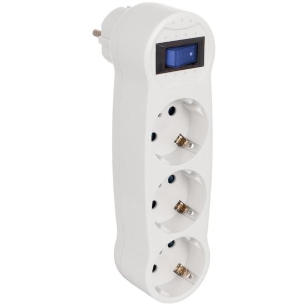 ADAPTADOR BIPOLAR 3 TOMAS TT LATERALES 16A 3680W BLANCO