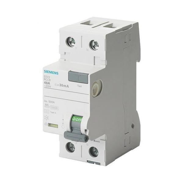 INTERRUPTOR DIFERENCIAL 5SV CLASE-A 2 POLOS 25A 30mA 70mm