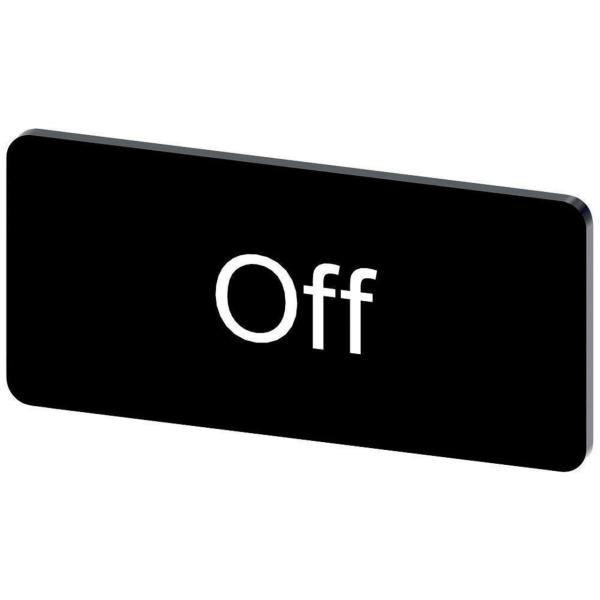 PLAQUITA 12,5x27mm NEGRO LETRAS BLANCO INSCRIPCIÓN OFF