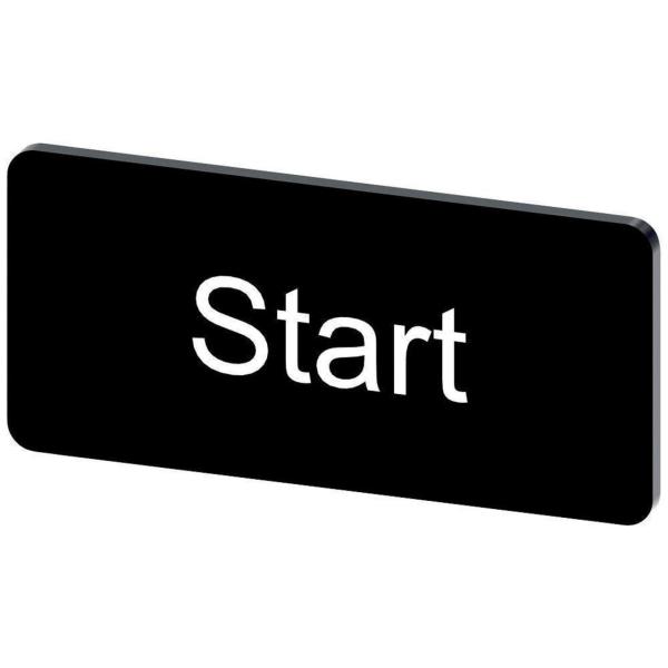 PLAQUITA 12,5x27mm NEGRO LETRAS BLANCO INSCRIPCIÓN START
