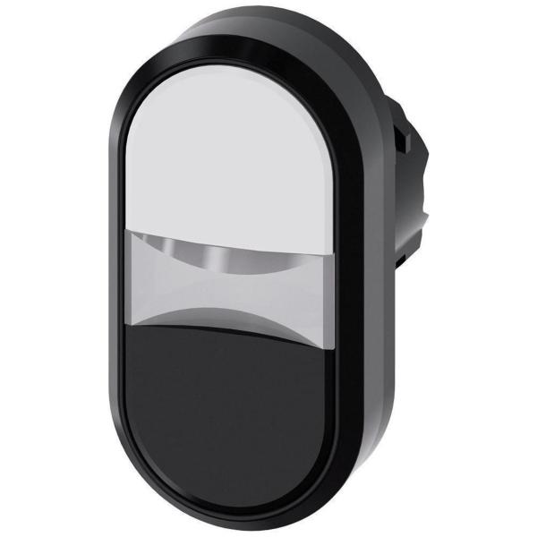 PULSADOR DOBLE REDONDO PLÁSTICO BLANCO NEGRO BOTÓN RASANTE