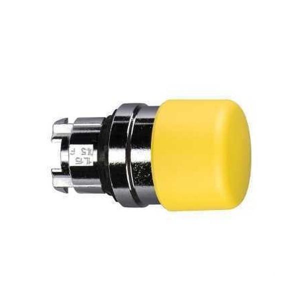 CABEZA PULSADOR SETA DIÁMETRO 22 30mm AMARILLA EMBELLECEDOR METÁLICO