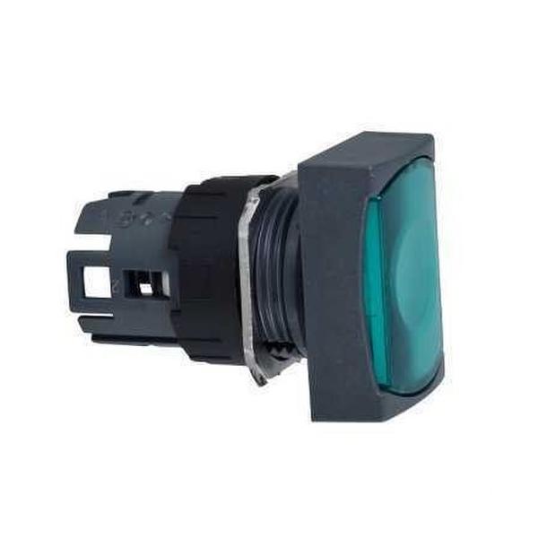 CABEZA PULSADOR LUMINOSO RASANTE ENGANCHE VERDE RECTANGULAR