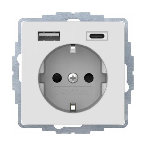 T.SCHUKO USB A+C 16A 250V AC PROT.INFANTIL,CX.POR TORN.SERIES BERKER Q.X BPL.MT