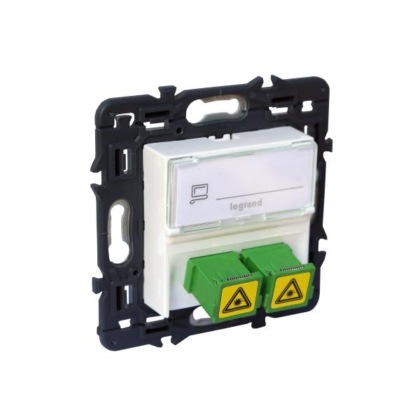 Toma pasante fibra óptica Valena Next - 2xSC/APC - Blanco