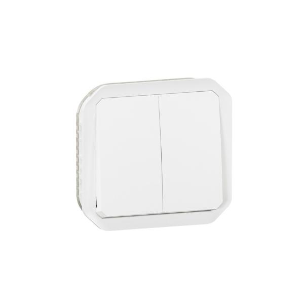 CONMUTADOR DOBLE PLEXO MODULAR, 10AX, BLANCO