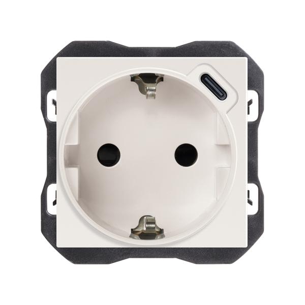 Base schuko 16 A 250V~ con cargador USB C 10,5W blanco mate Simon 270