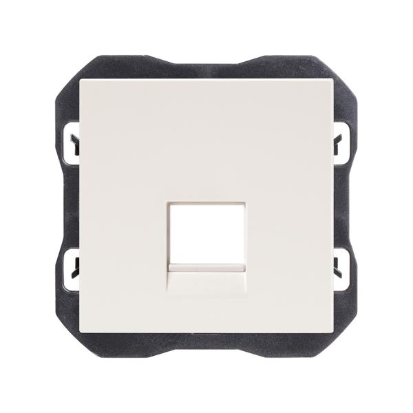 Tapa de voz y datos plana con guardapolvo para 1 conector RJ45 blanco mate Simon 270