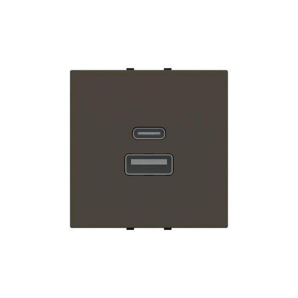 CARGADOR USB-A+C 15W 2 MÓDULOS ANTRACITA