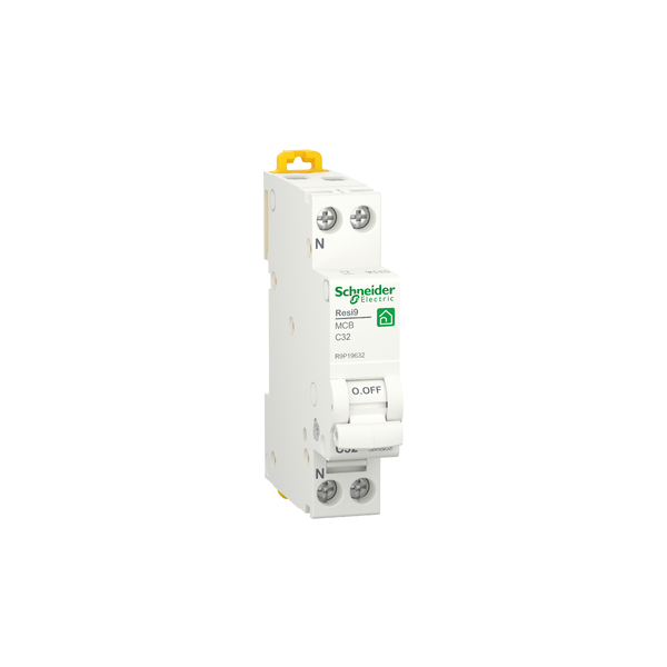 Interruptor Magnetotérmico estrecho, DPN Resi9, 1P+N, 32A, curva C, 6000A