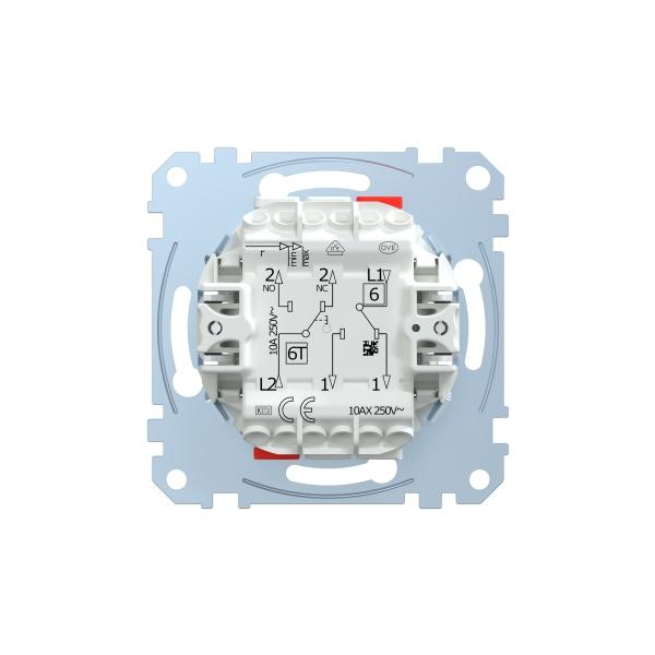 Conmutador doble + pulsador, insertos Merten, 1 polo, 2 vías, 10AX, bornas sin tornillos, IP20,