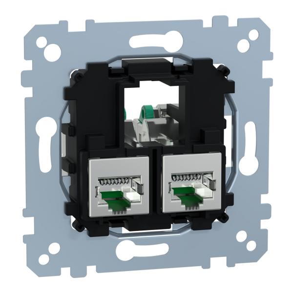 PLACA SOPORTE 2 VÍAS CON MÓDULO DE CONEXIÓN ACTASSI RJ45 Cat6A STP