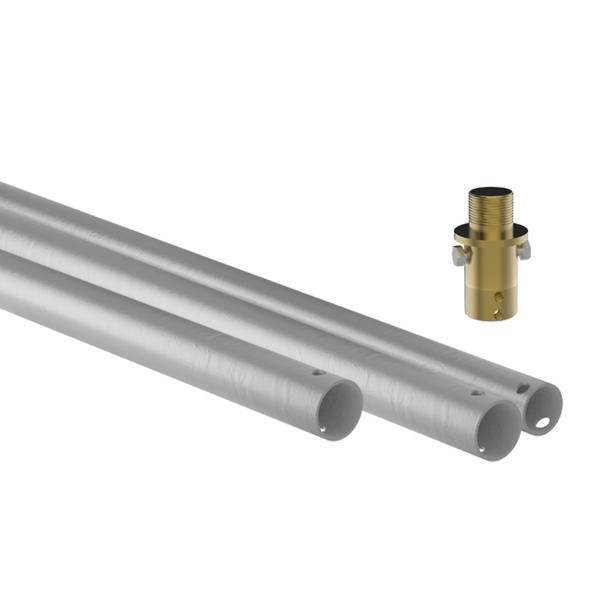 MÁSTIL DE ACERO GALVANIZADO DE 8m (3 TRAMOS) + PIEZA DE ADAPTACIÓN DE LATÓN